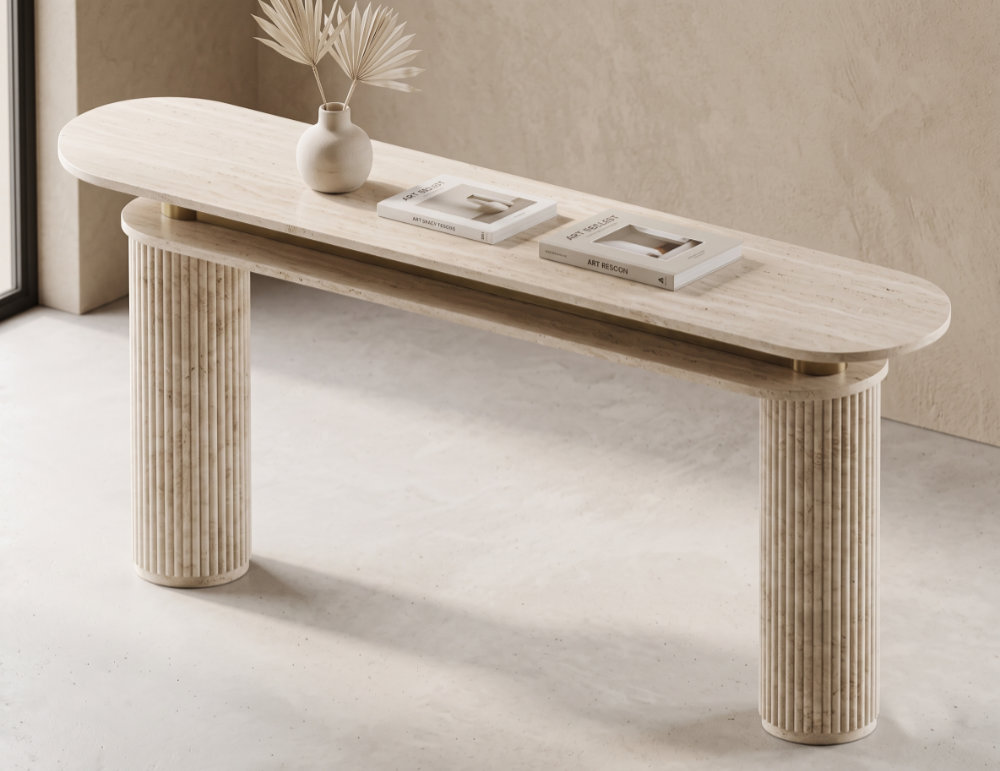 Capsule-Top Fluted Console Table